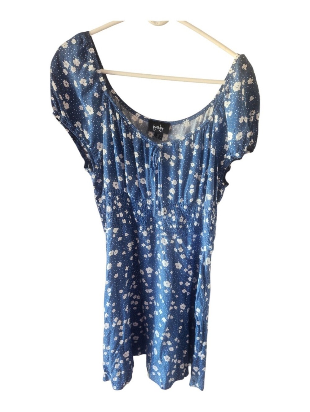 By & By Blue Blue White Smokedmilkmaid Mini Dress Size Xxl